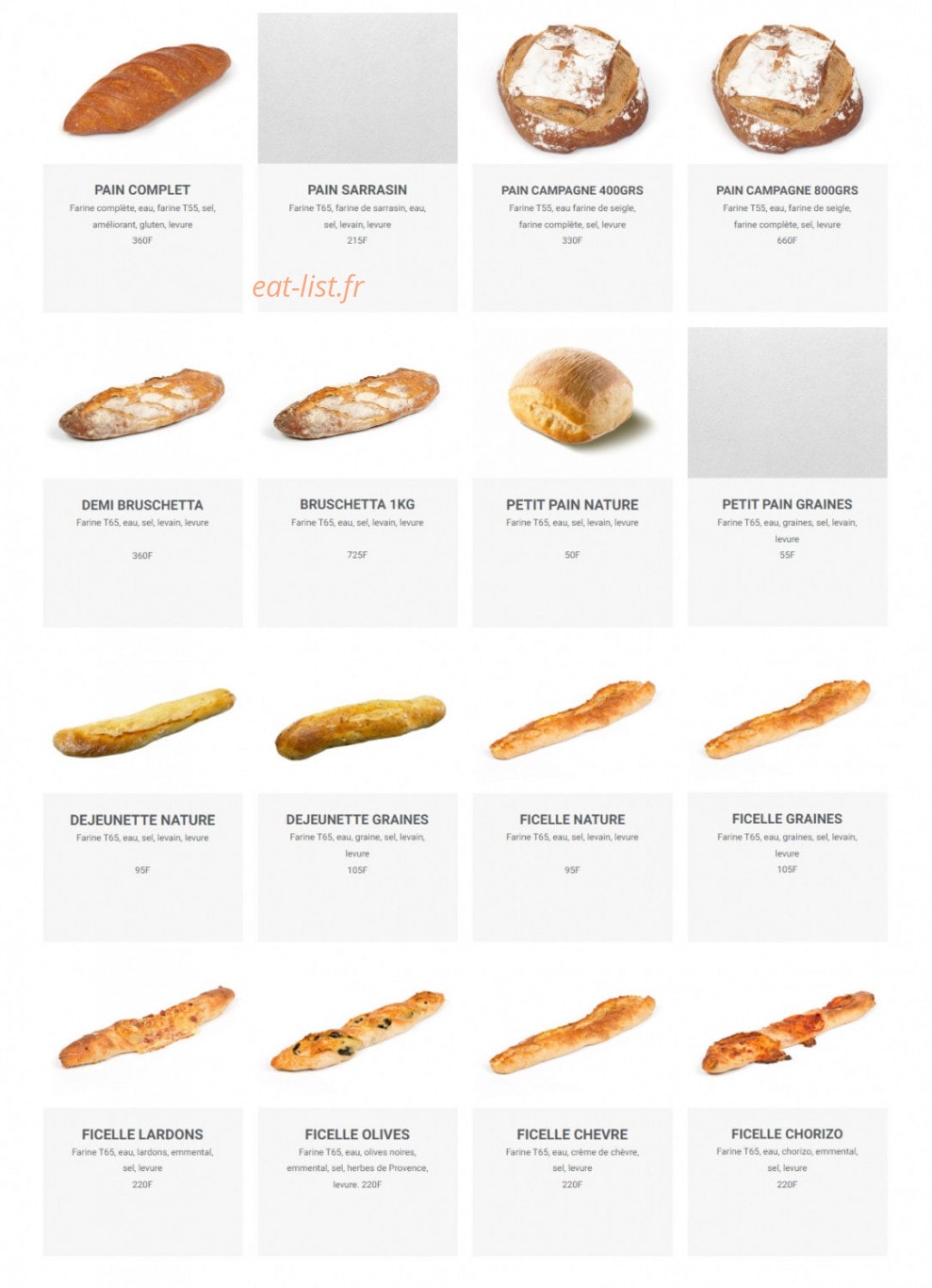 L'Atelier Gourmand — carte page 2