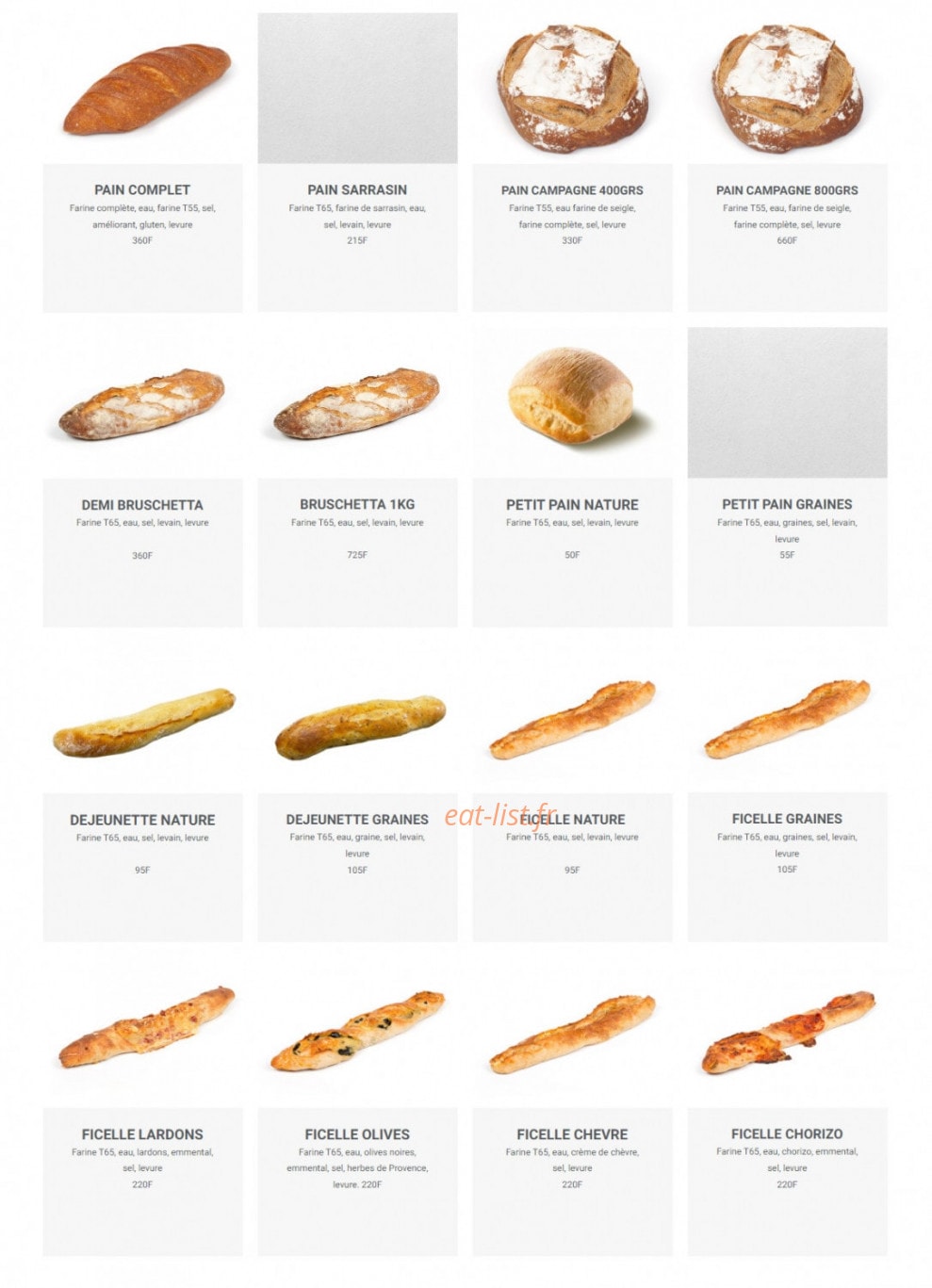L'Atelier Gourmand — carte page 2