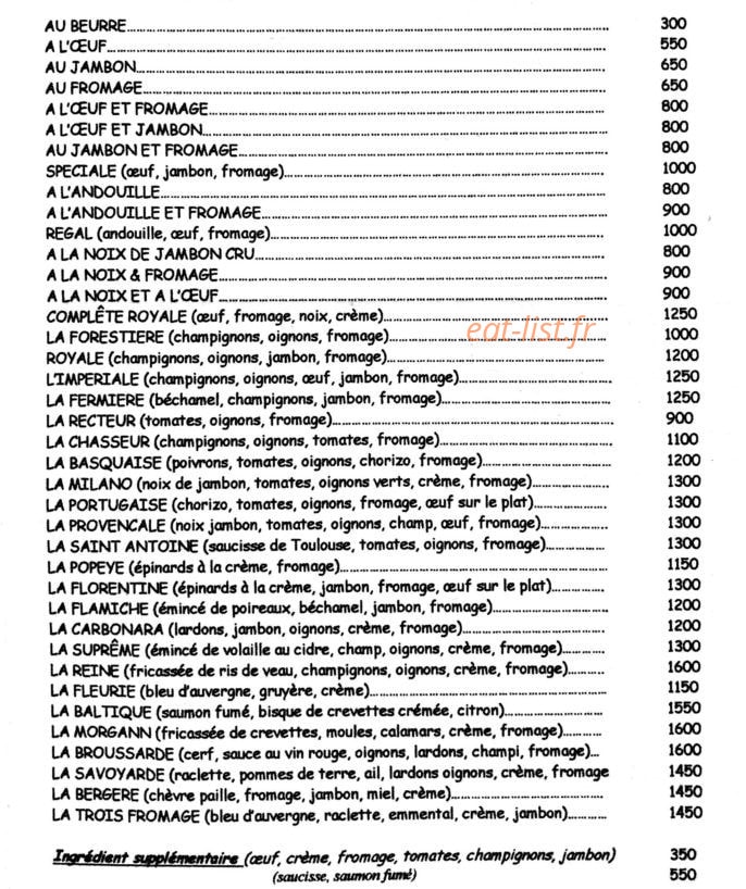 La Crêperie Bretonne — carte page 2