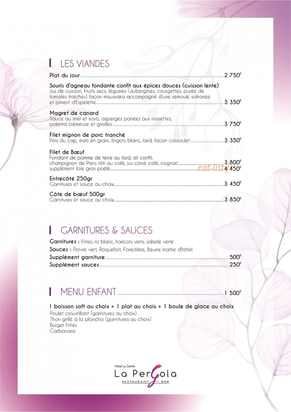 La pergola — carte page 3