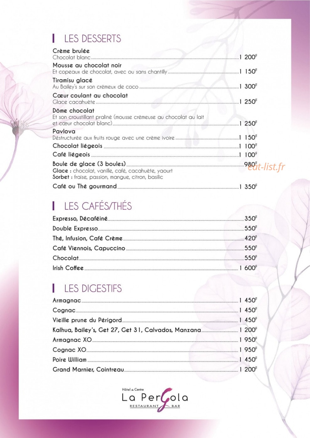 La pergola — carte page 4