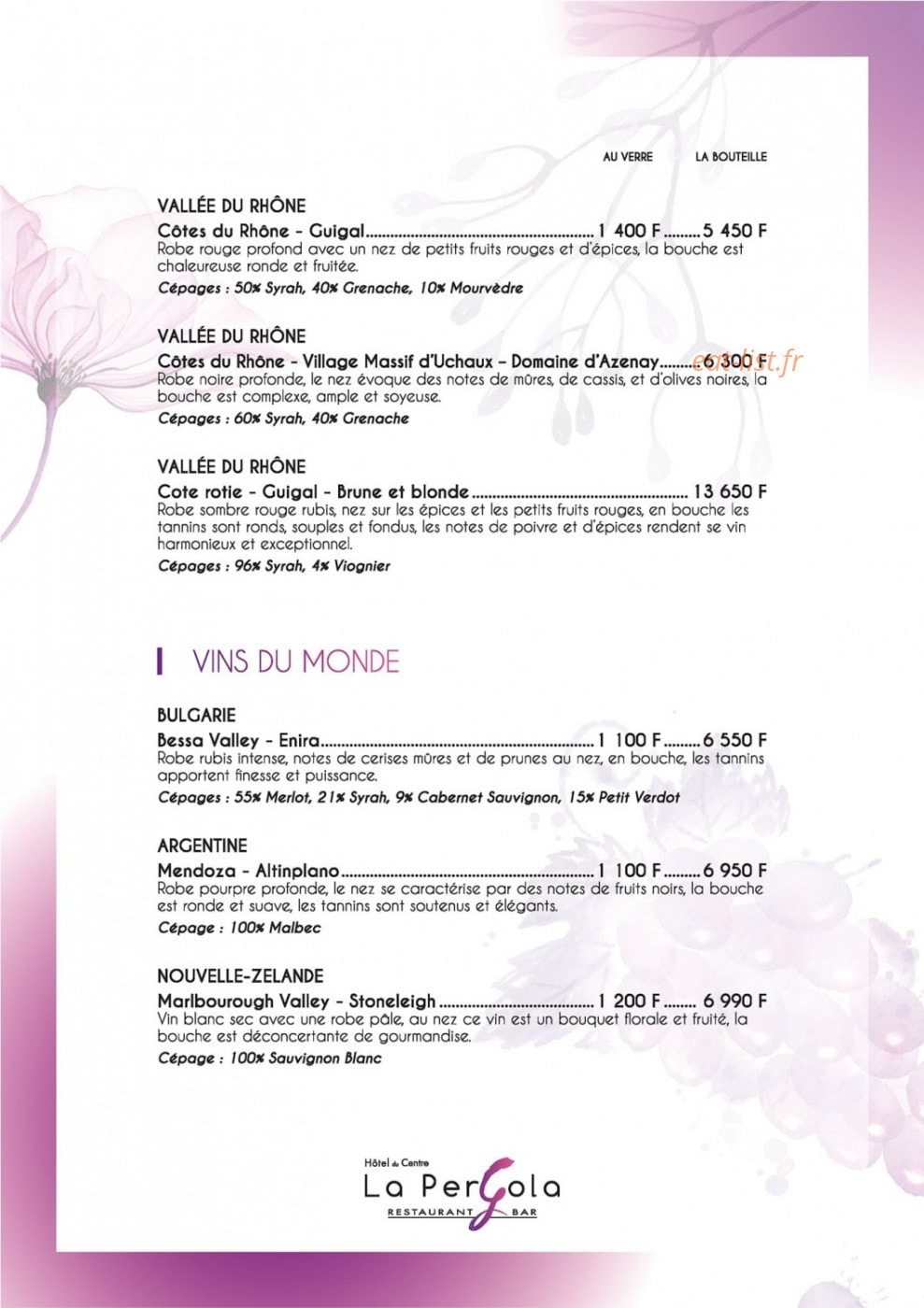 La pergola — carte page 10