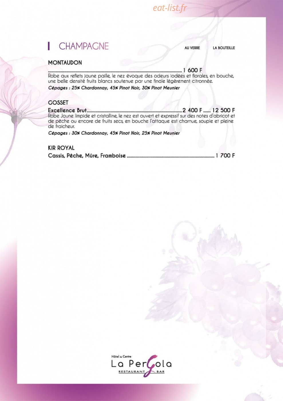 La pergola — carte page 11