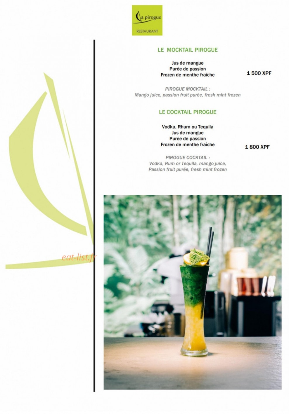 La Pirogue — carte page 6