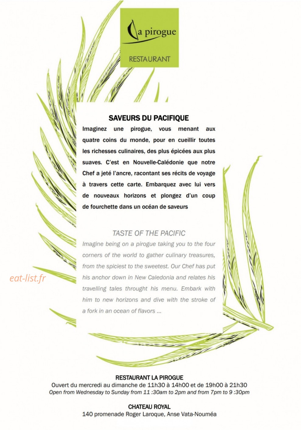 La Pirogue — carte page 1