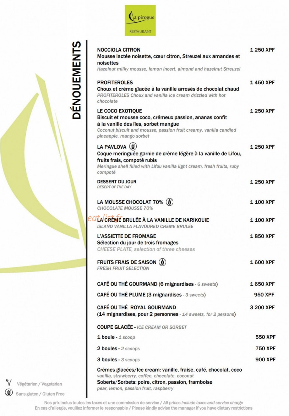 La Pirogue — carte page 5