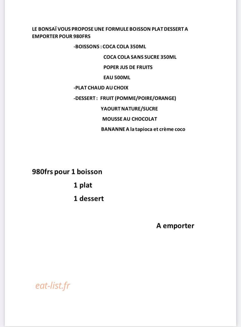 Le Bonsaï — carte page 2