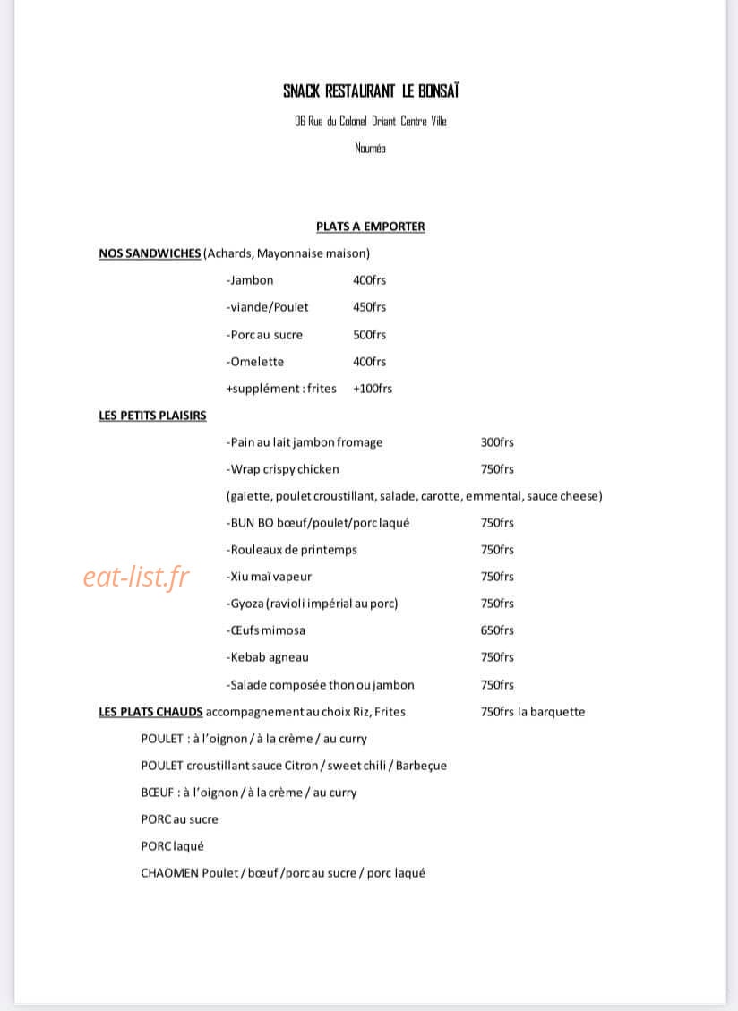 Le Bonsaï — carte page 1