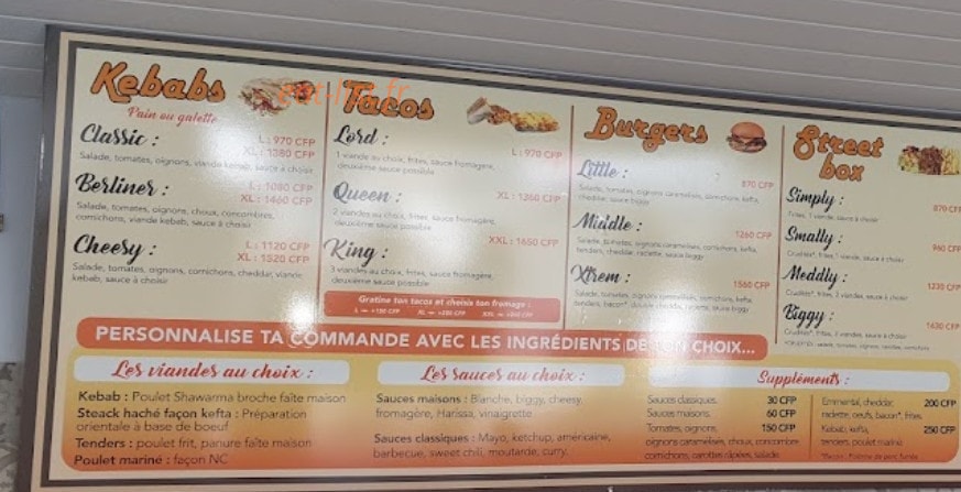 Le Food'Izz — carte page 1