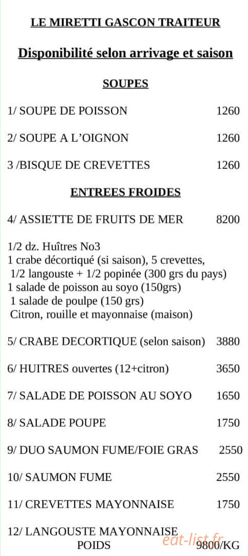 Le Miretti Gascon — carte page 1