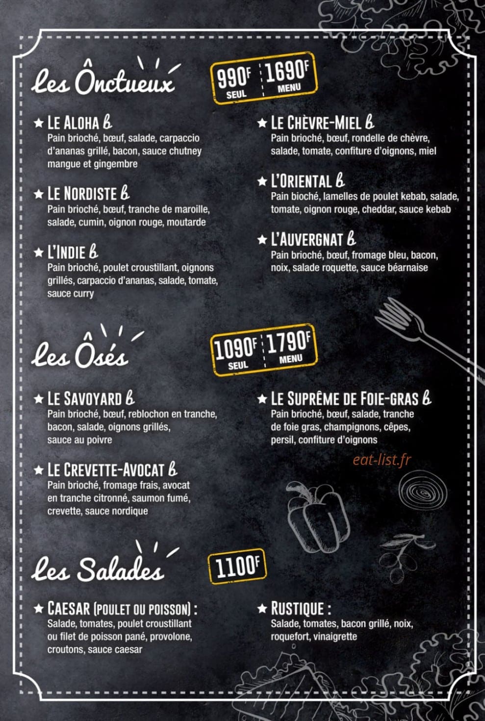 O'Burger — carte page 3