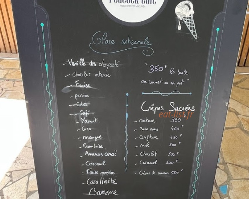 Peacock café — carte page 1