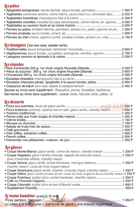 Pizza & Pasta — carte page 2