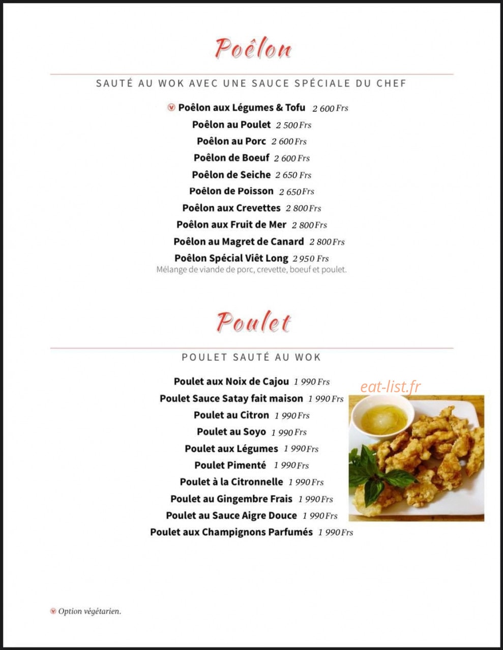 Restaurant Viet Long — carte page 4