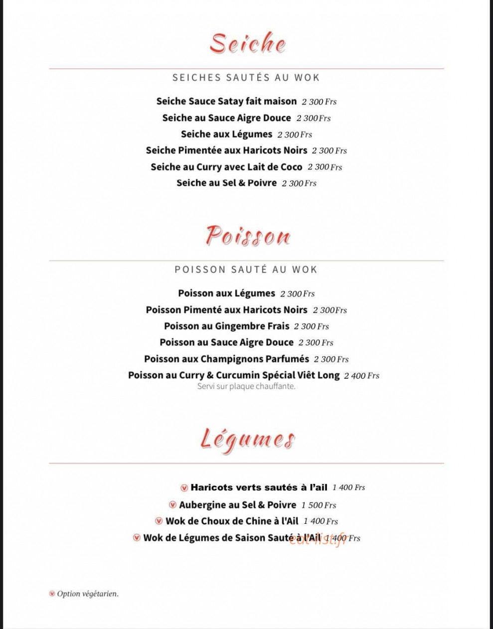 Restaurant Viet Long — carte page 3