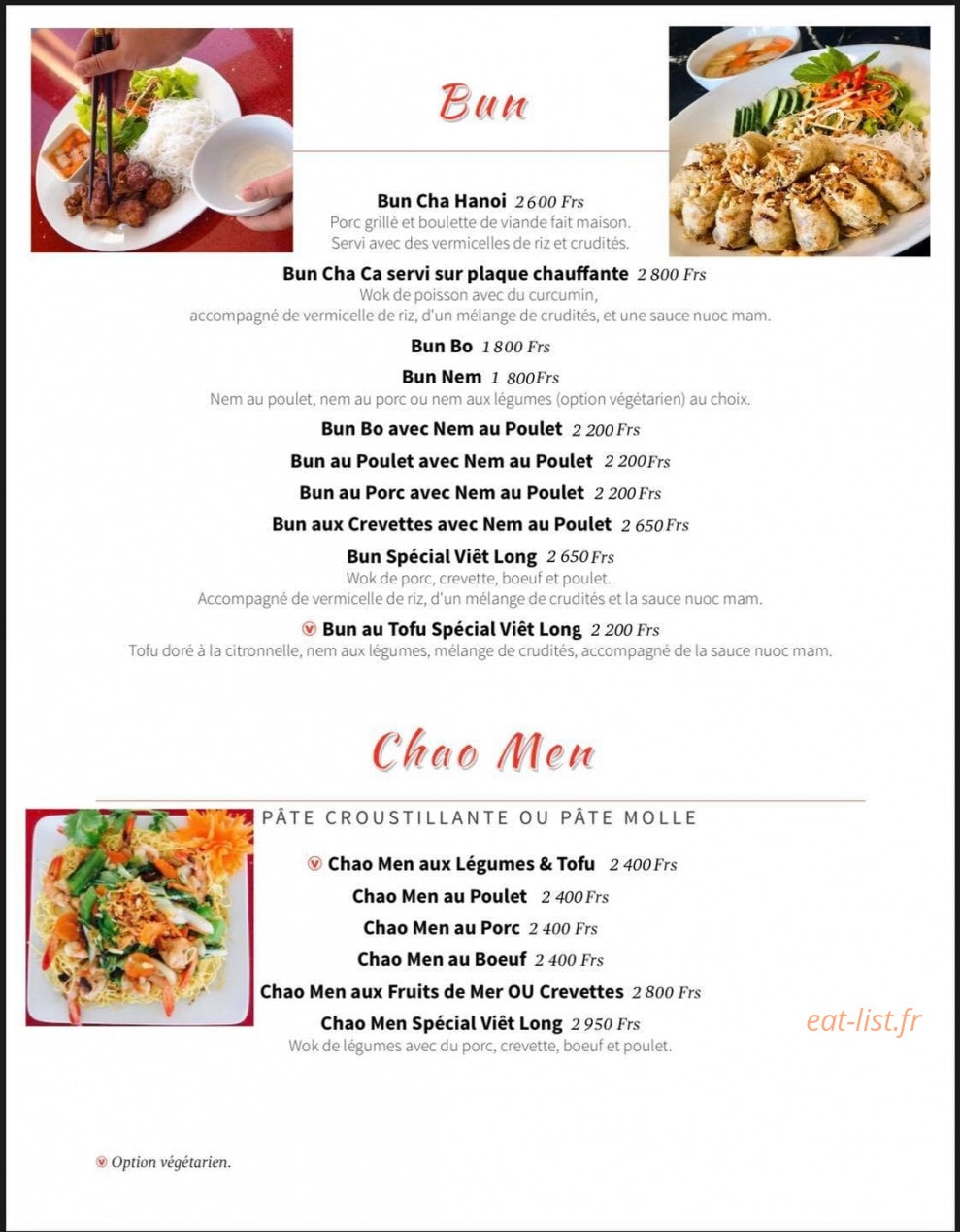 Restaurant Viet Long — carte page 9