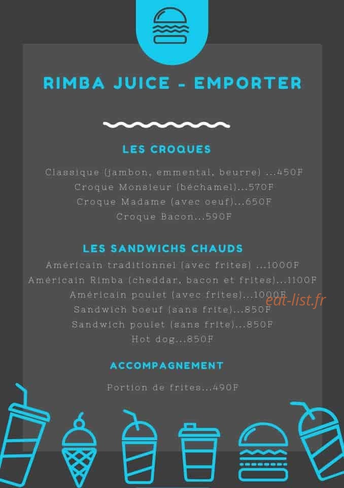 Rimba Juice Café — carte page 1