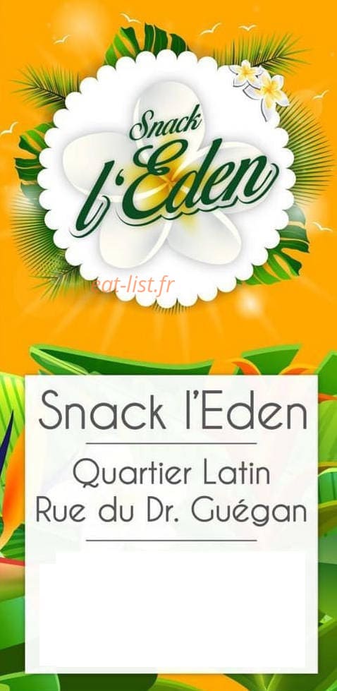 Snack l'Eden — carte page 1