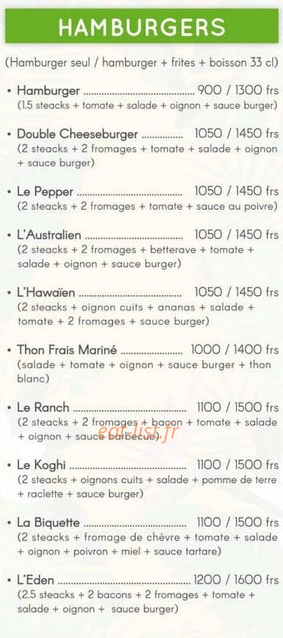 Snack l'Eden — carte page 3