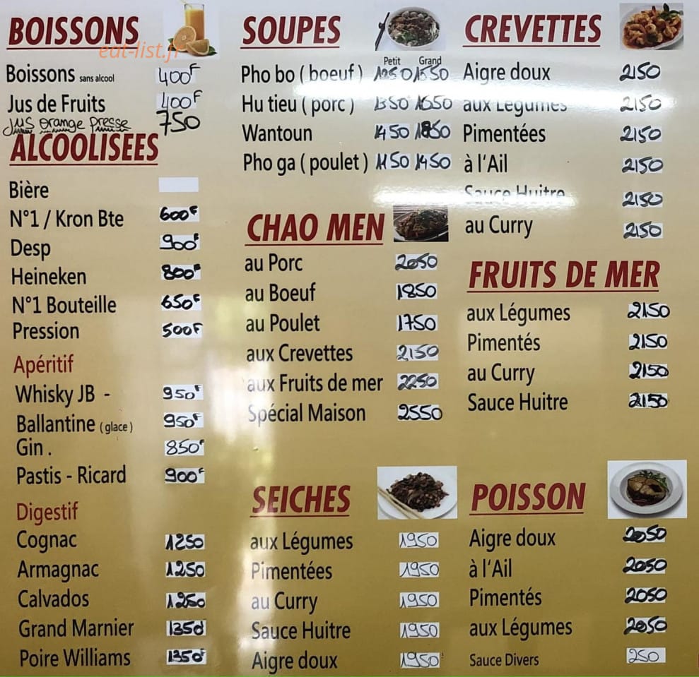 Snack Le Dragon — carte page 1