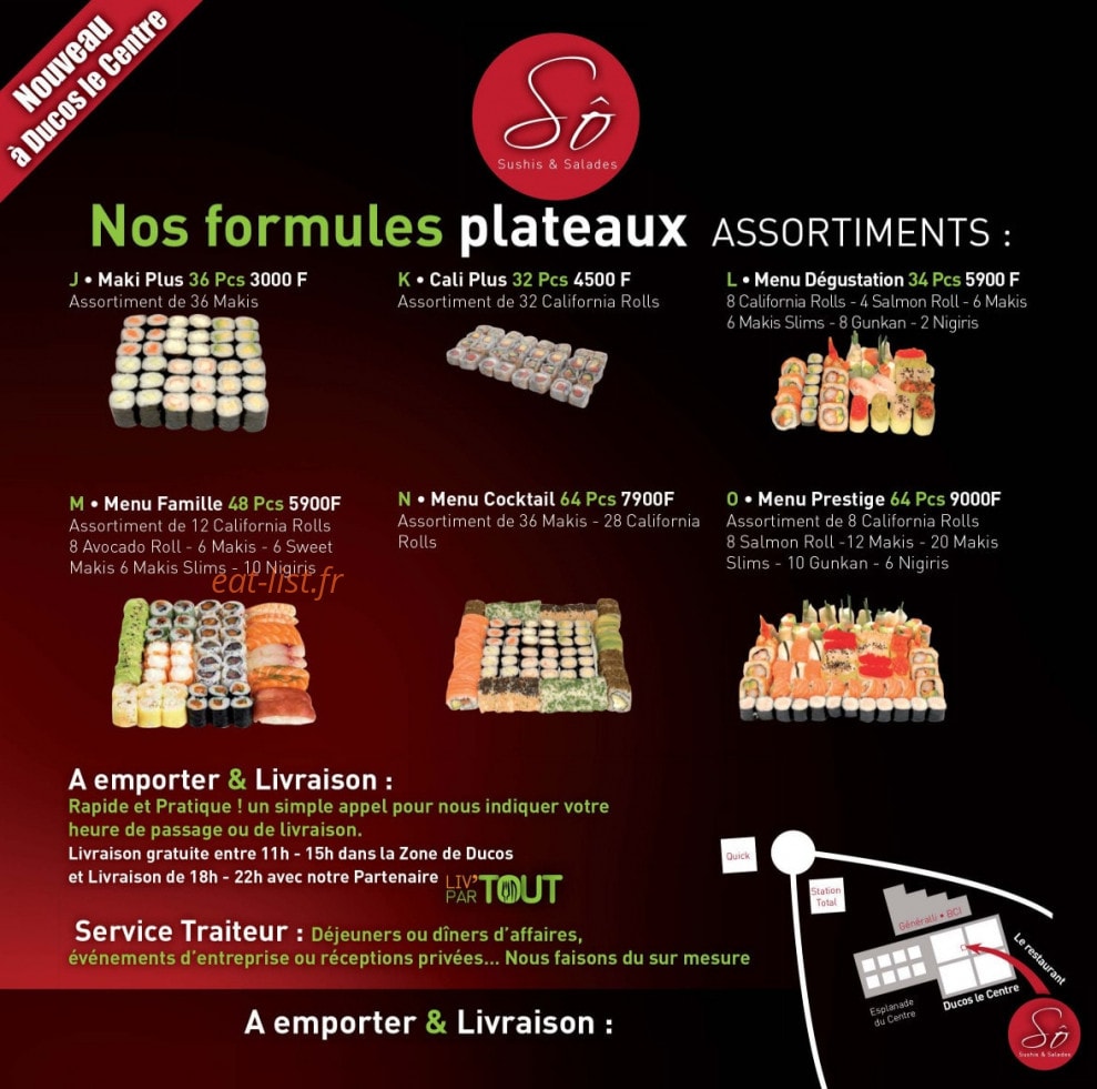 Sô Sushi — carte page 2