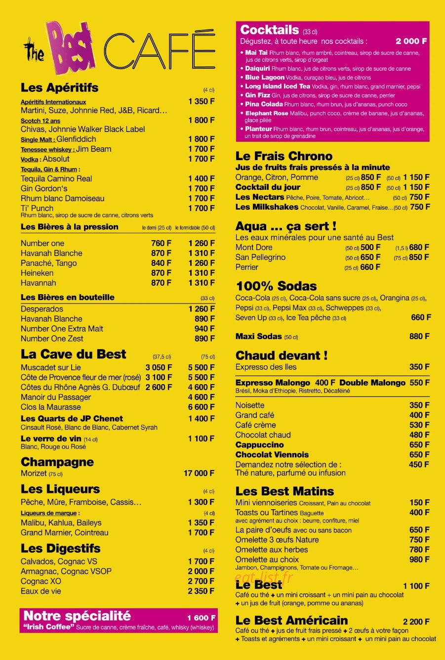 The Best Café — carte page 2