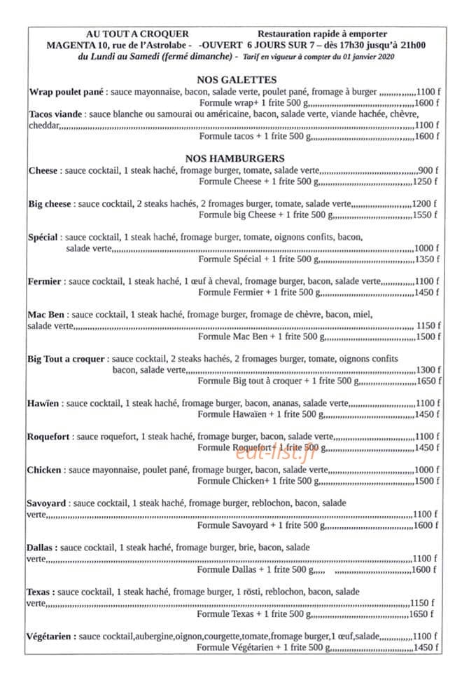 Tout A Croquer — carte page 1