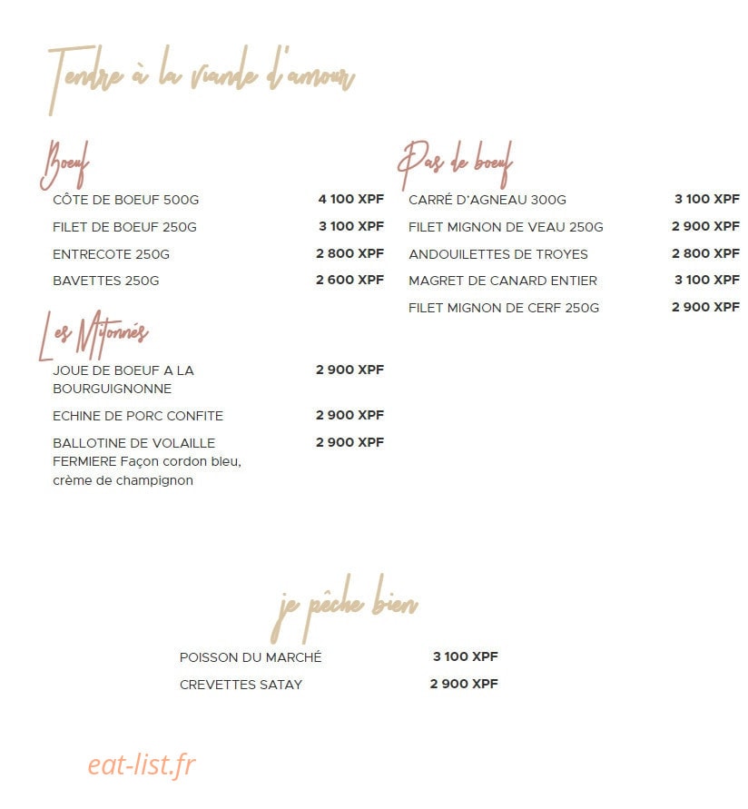 West Food & Bar — carte page 2