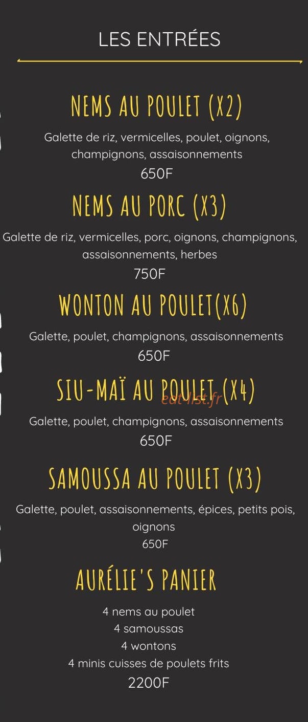 Aurélie's Snack — carte page 2