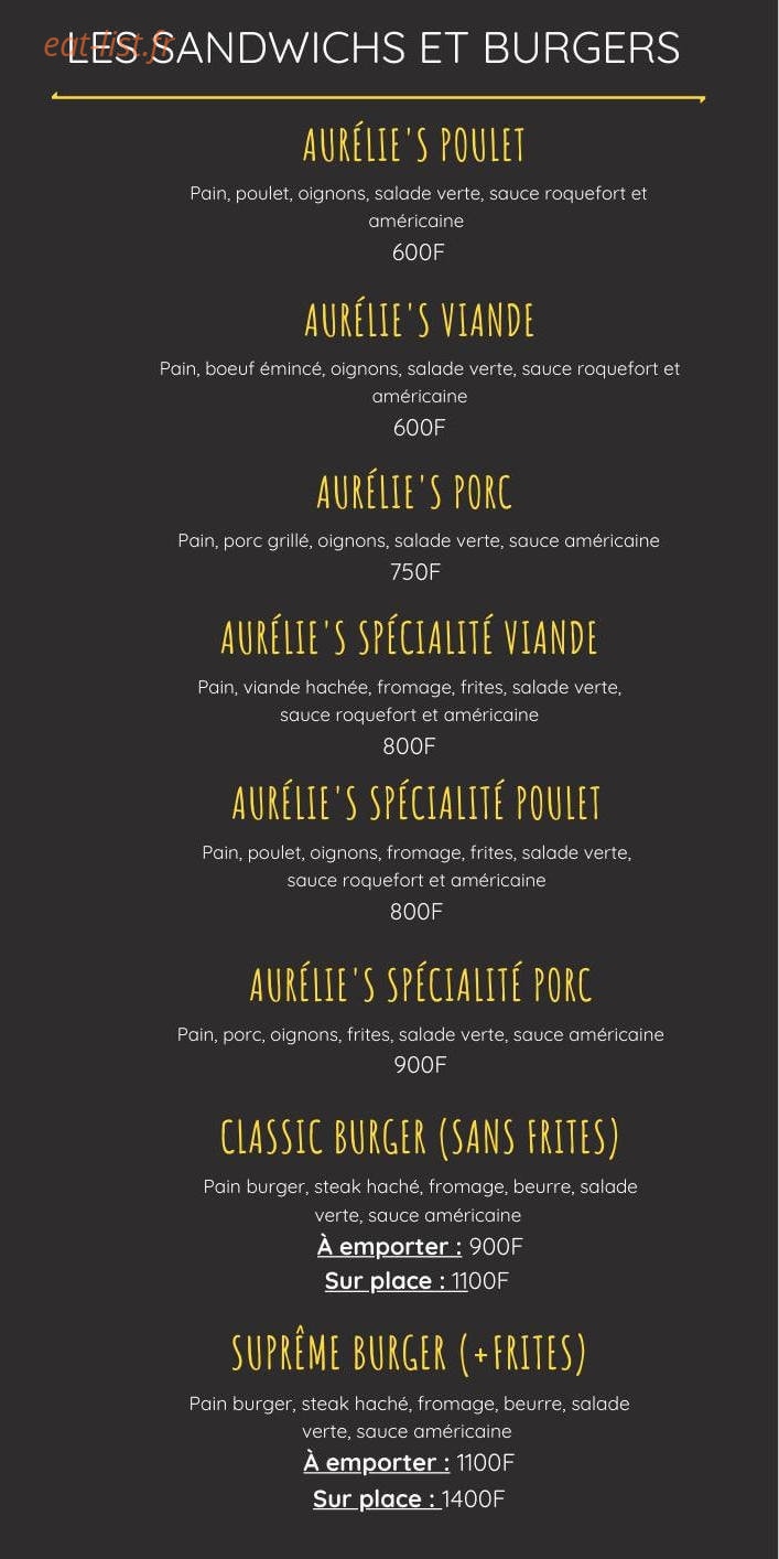 Aurélie's Snack — carte page 3