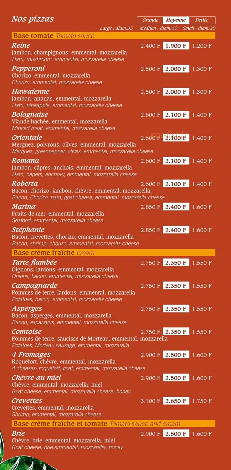 Restaurant Bienvenue — carte page 3