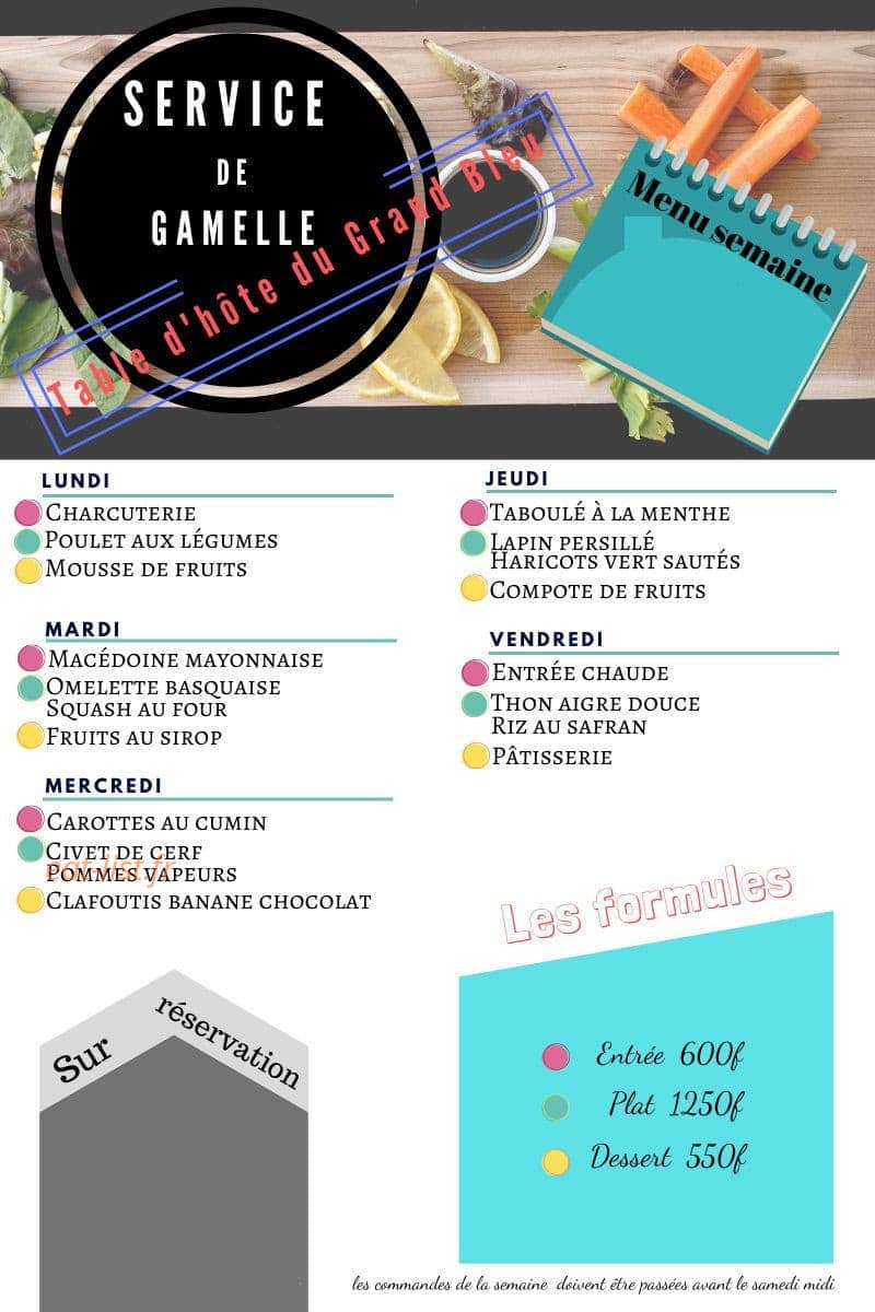 Table d'hote du grand bleu — carte page 1
