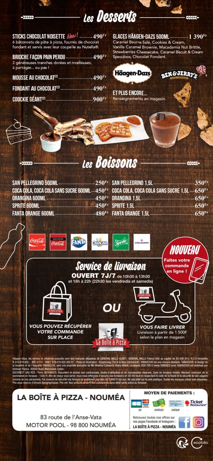 La Boîte À Pizza — carte page 4