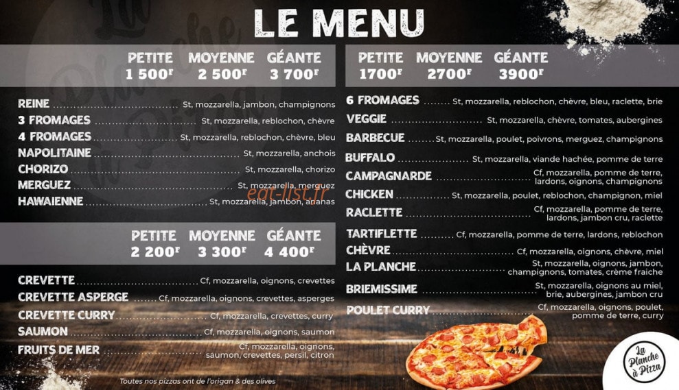 La planche à pizza — carte page 1