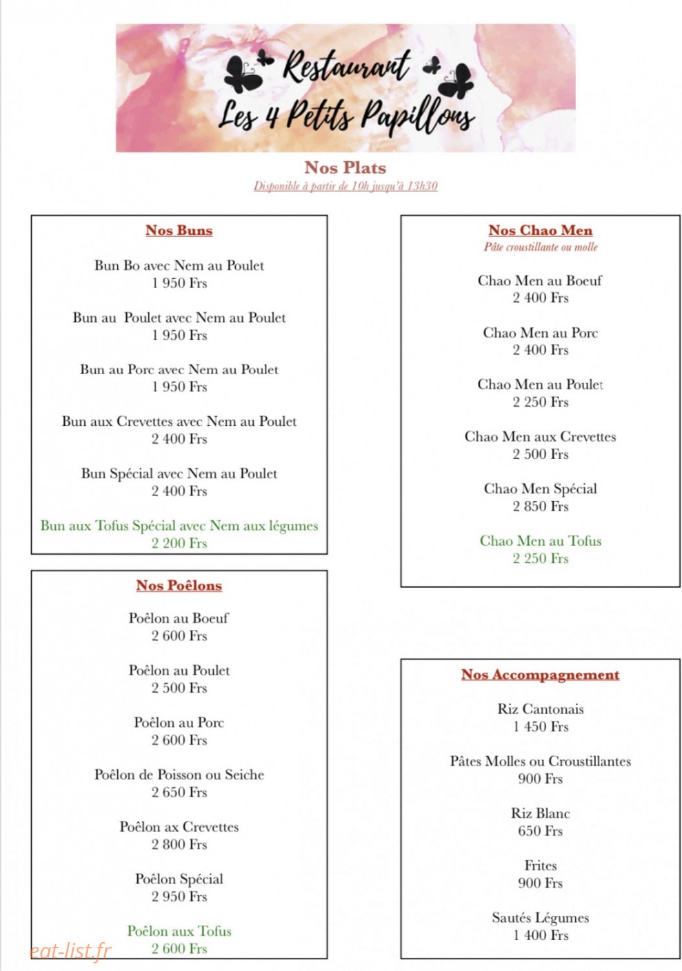 Les 4 Petits Papillons — carte page 2