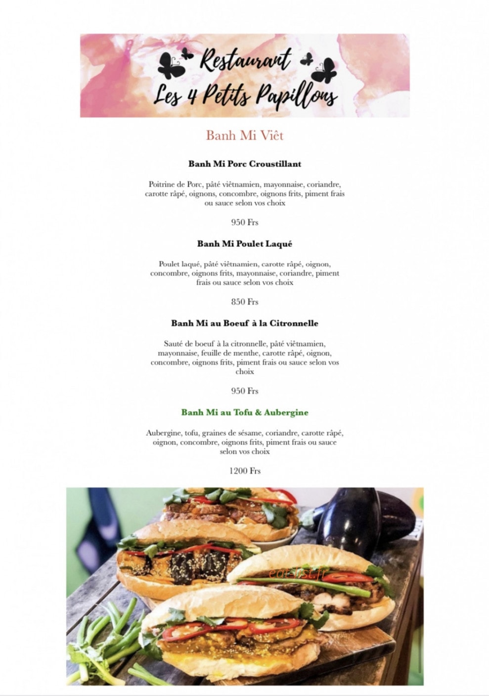 Les 4 Petits Papillons — carte page 6