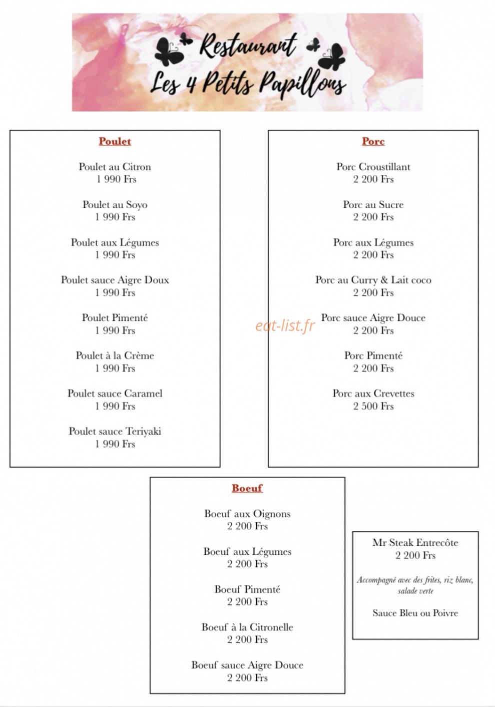 Les 4 Petits Papillons — carte page 3