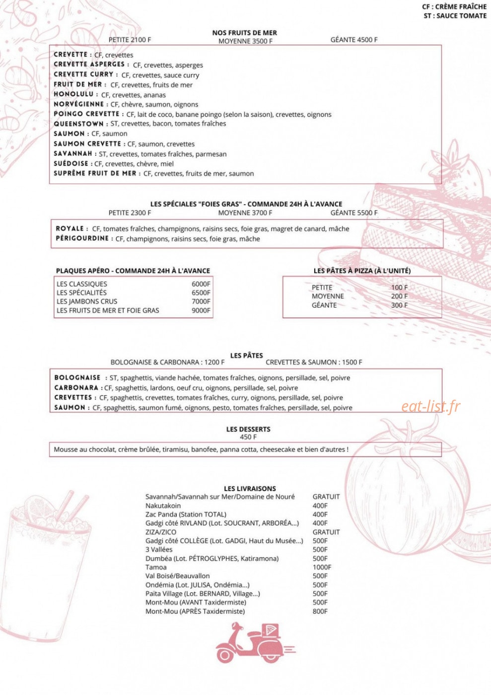 Pizzeria Savannah — carte page 2
