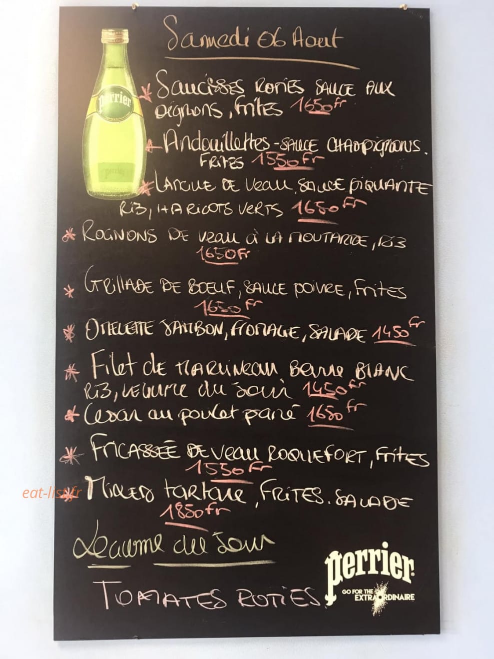 Snack d'Auteuil — carte page 1