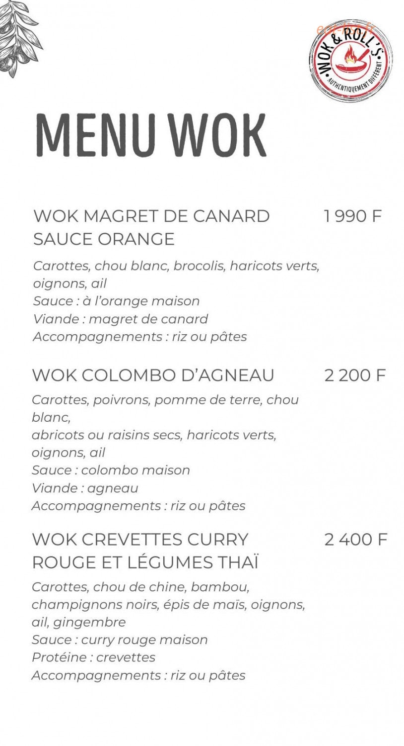 Wok & roll's — carte page 1