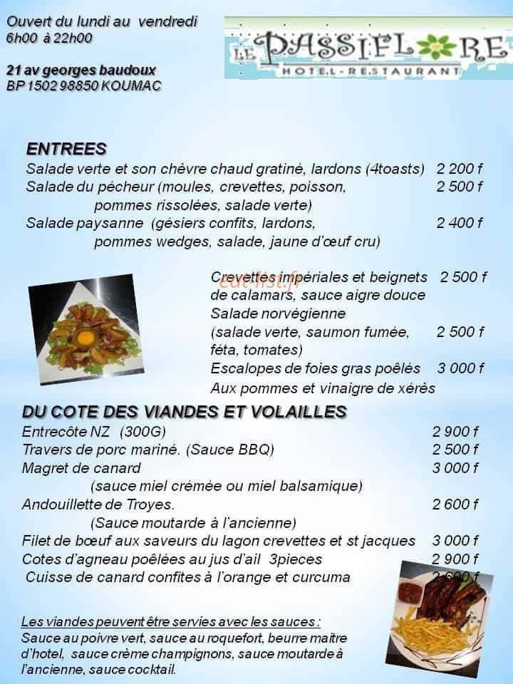 Le Passiflore — carte page 1
