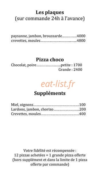 Les pizzas de Rirette — carte page 5