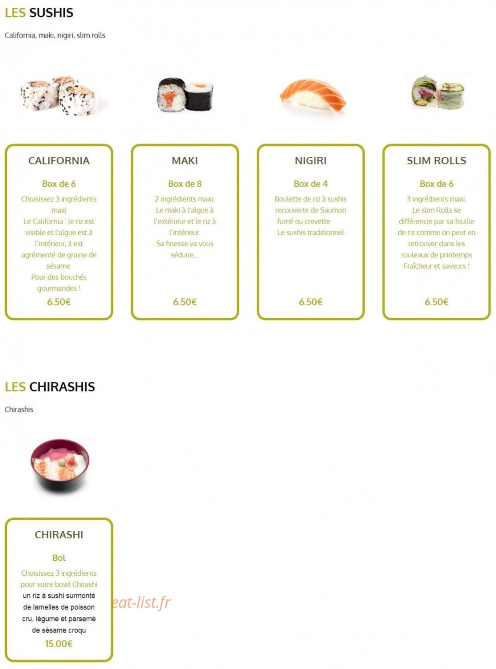 100 Sushis — carte page 1
