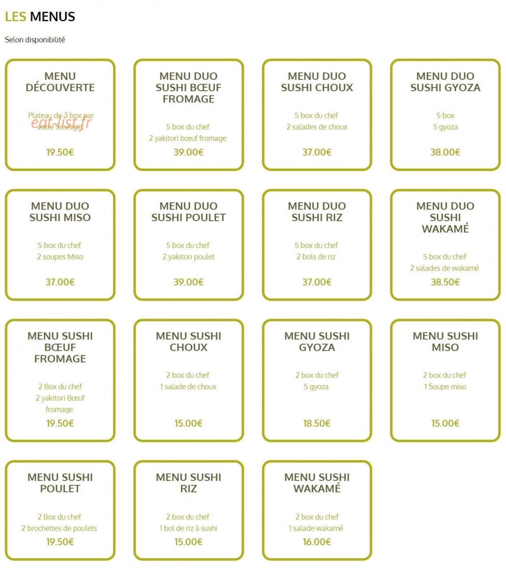 100 Sushis — carte page 3
