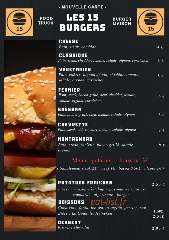 15 Burger — carte page 1