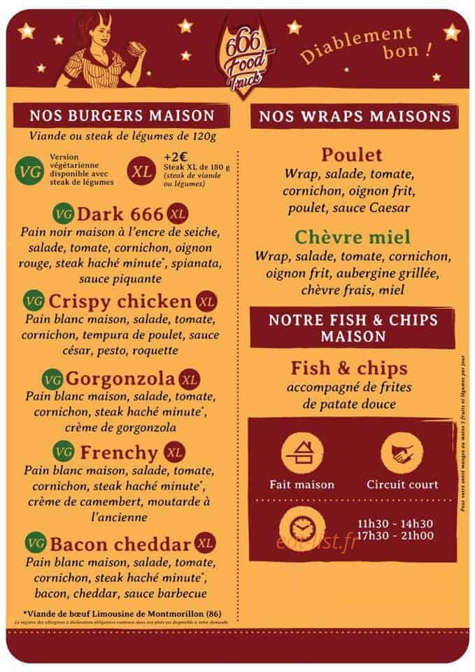 666 Food Truck — carte page 1