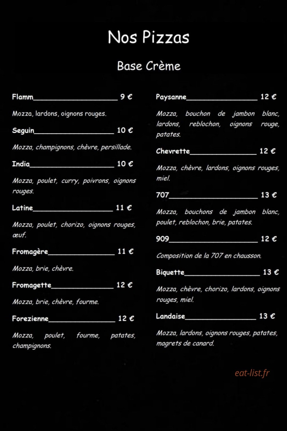 707 Pizza — carte page 3