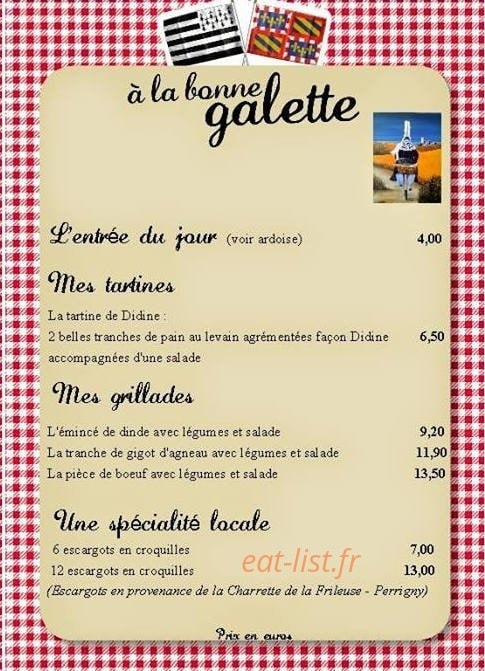 A la Bonne Galette — carte page 1