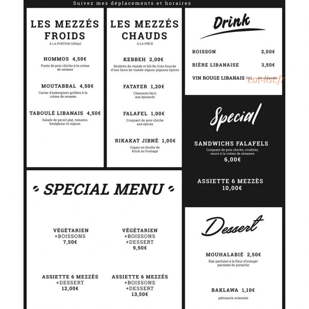 A la libanaise — carte page 1