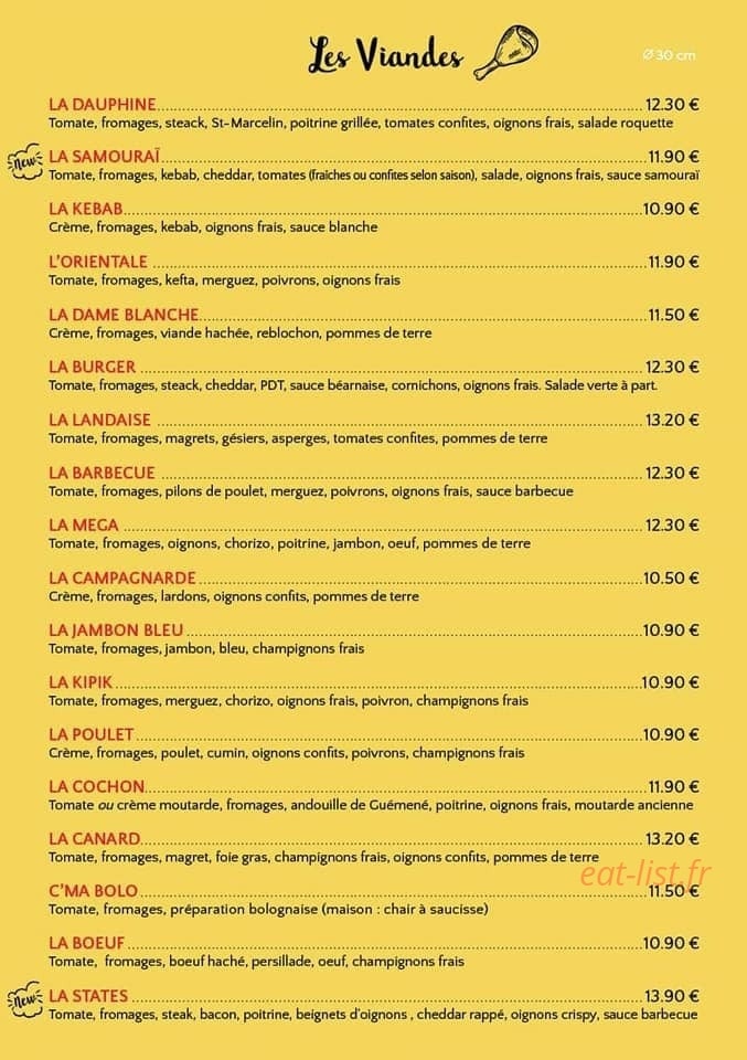 A ma Pizza — carte page 1